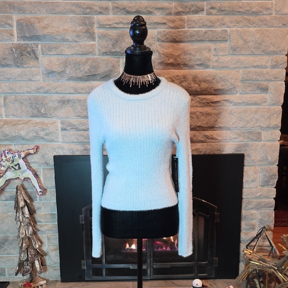 Madden Girl Junior's Powder Blue Sparkly Sweater. Size Medium.